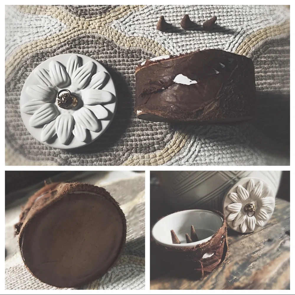 Artisan Leather Wrapped Meditation Vessel | Italian Leather | Boho Home Decor
